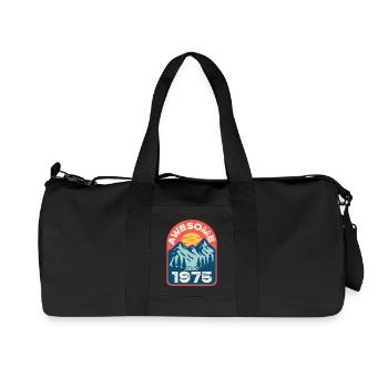 1975 Vintage Born Birthday Gift Idea - Recycled Canvas Sports Bag by Stanley/Stella - black - Front