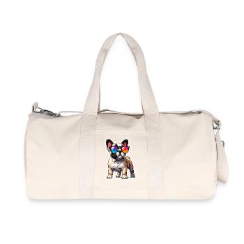Bouledogue français - Sac de sport en toile recyclée Stanley/Stella - blanc naturel - Devant