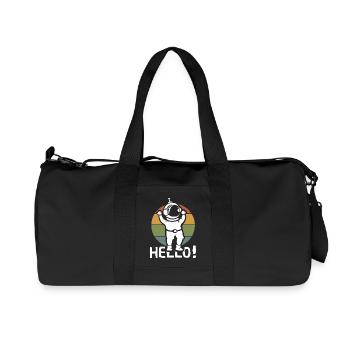 Hello Astronaut cartoon - Space retro comic - Recycled Canvas Sports Bag by Stanley/Stella - black - Front