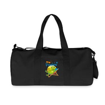 Happy little frog is relaxing on the deck chair - Recycled Canvas Sports Bag by Stanley/Stella - black - Front