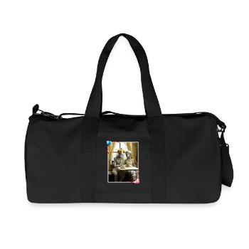 Ethereal dolls in love bride and groom in a cafe - Recycled Canvas Sports Bag by Stanley/Stella - black - Front