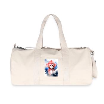 Kleiner Affe (Porträt) (Rotbraun) - Recycelte Canvas-Sporttasche von Stanley/Stella - Naturweiß - Vorne