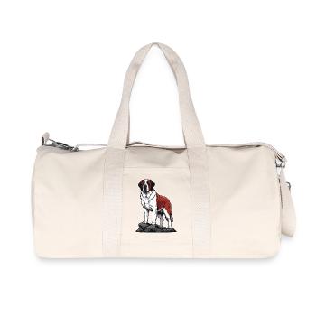Saint Bernard Dog on Rock Portrait Rescuer - Recycled Canvas Sports Bag by Stanley/Stella - natural - Front