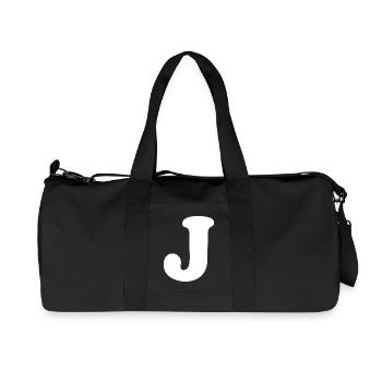 Large J Style Print | Letter J | J Logo - Recycled Canvas Sports Bag by Stanley/Stella - black - Front