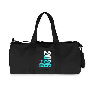 Darts Champion 2026, Kreisliga Shirt cyan white - Recycled Canvas Sports Bag by Stanley/Stella - black - Front