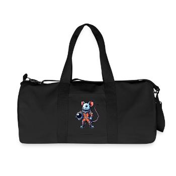 Mouse Astronaut Space Universe Sci-Fi Cartoon - Recycled Canvas Sports Bag by Stanley/Stella - black - Front