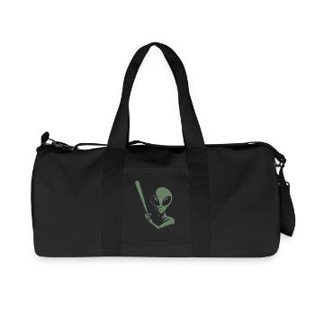 Alien Baseball Player Silhouette Minimalist - Recycled Canvas Sports Bag by Stanley/Stella - black - Front