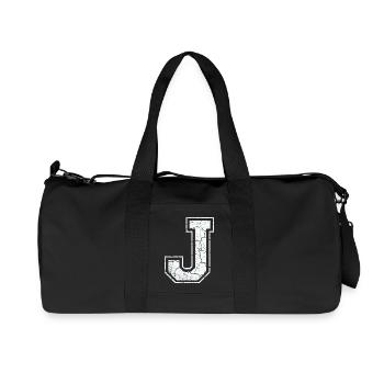 Letter J in white in the used look - Recycled Canvas Sports Bag by Stanley/Stella - black - Front