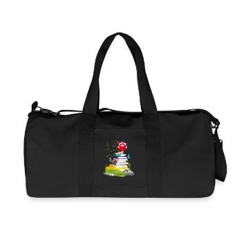 Knowledge-thirsty bookworm while reading a book - Recycled Canvas Sports Bag by Stanley/Stella - black - Front