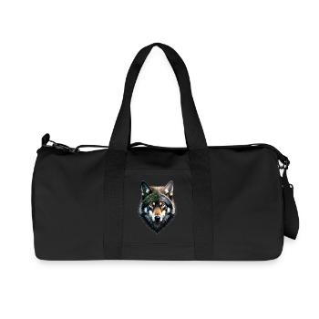 Wolf Kopf - Recycelte Canvas-Sporttasche von Stanley/Stella - Schwarz - Vorne
