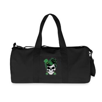St. Patrick's Day skull with green hair - Recycled Canvas Sports Bag by Stanley/Stella - black - Front