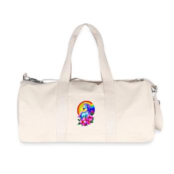 Magical rainbow unicorn with flowers - Recycled Canvas Sports Bag by Stanley/Stella - natural - Front
