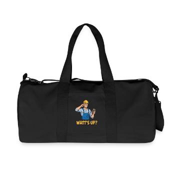 Electrician joke: Watt's Up? Funny saying - Recycled Canvas Sports Bag by Stanley/Stella - black - Front