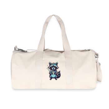 Coffee lover raccoon – morning grouch - Recycled Canvas Sports Bag by Stanley/Stella - natural - Front