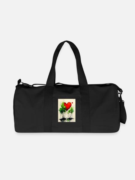 Herz im Wald Wasserfarben - Recycelte Canvas-Sporttasche von Stanley/Stella - Schwarz