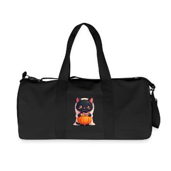 Halloween Cat with Halloween Pumpkin - Recycled Canvas Sports Bag by Stanley/Stella - black - Front