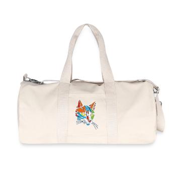 Stammes-Mosaik-Katze - Recycelte Canvas-Sporttasche von Stanley/Stella - Naturweiß - Vorne