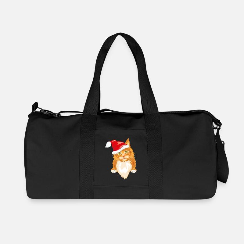 Süße spährige Rothaarkatze mit Weihnachtsmütze - Recycelte Canvas-Sporttasche von Stanley/Stella - Schwarz