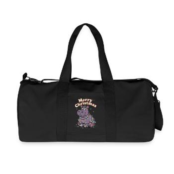 Africa Christmas Zoo Hippopotamus Merry Christmas - Recycled Canvas Sports Bag by Stanley/Stella - black - Front