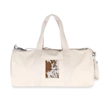 Journal en cuir de vache brun - Sac de sport en toile recyclée Stanley/Stella - blanc naturel - Devant
