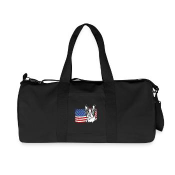 Boston Terrier US Amérique Drapeau Chiens Wilsigns - Sac de sport en toile recyclée Stanley/Stella - noir - Devant