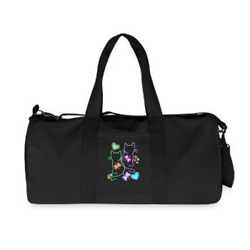 Chats, Chat, Pâques, Printemps, Rétro, Années 80, Années 90, Enfant - Sac de sport en toile recyclée Stanley/Stella - noir - Devant