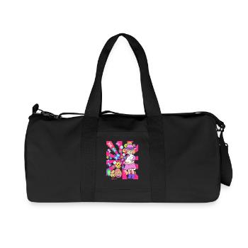 Enfants Enfant Fille Lapin Poussin Pâques Rétro - Sac de sport en toile recyclée Stanley/Stella - noir - Devant