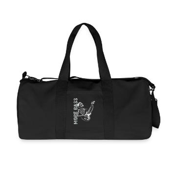 Skeleton Skull with Bass Guitar and Saying More Bass - Recycled Canvas Sports Bag by Stanley/Stella - black - Front