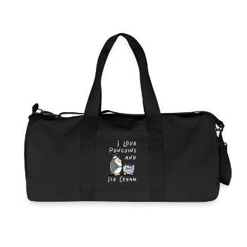 I Love Penguins and Eiscreme - Pinguin Eis Comic - Recycled Canvas Sports Bag by Stanley/Stella - black - Front