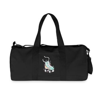 Roller skate in retro colors with graffiti and stars - Recycled Canvas Sports Bag by Stanley/Stella - black - Front