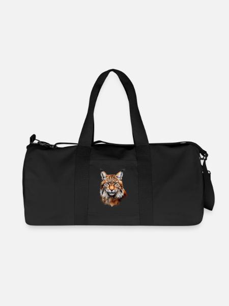 Luchs Portrait – Wildtier Design - Recycelte Canvas-Sporttasche von Stanley/Stella - Schwarz