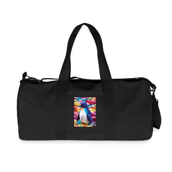 Rainbow Waddle - Origami Penguin - Recycled Canvas Sports Bag by Stanley/Stella - black - Front