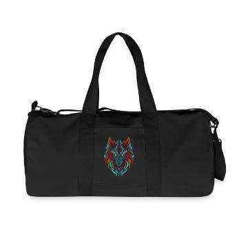 Wolf Tattoo Bunt - Recycelte Canvas-Sporttasche von Stanley/Stella - Schwarz - Vorne