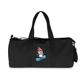 Cute Penguin Snowboarder Comic Winter Sports - Recycled Canvas Sports Bag by Stanley/Stella - black - Front