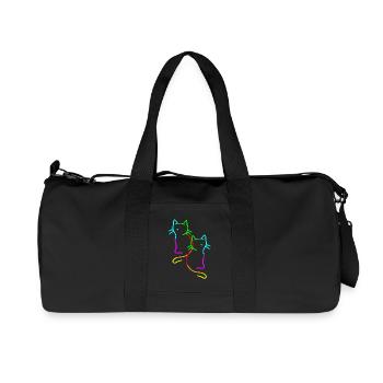 80er 90er Retro Vintage Regenbogen Katzen Katze - Recycelte Canvas-Sporttasche von Stanley/Stella - Schwarz - Vorne