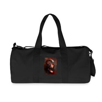 Lynx rouge rampant [peint à la main] - Sac de sport en toile recyclée Stanley/Stella - noir - Devant