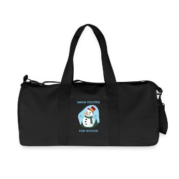 Snow Excited for Winter Snowman Art - Recycled Canvas Sports Bag by Stanley/Stella - black - Front