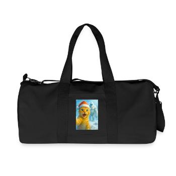 cat, Santa hat, Yeti, Christmas, snow, meme,selfi - Recycled Canvas Sports Bag by Stanley/Stella - black - Front