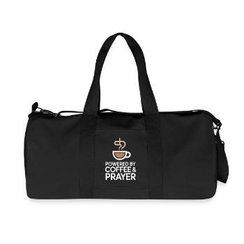 Powered By Coffee And Prayer Coffee Love Faith - Recycled Canvas Sports Bag by Stanley/Stella - black - Front