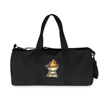 Grill Fire Motif Retro BBQ - Recycled Canvas Sports Bag by Stanley/Stella - black - Front
