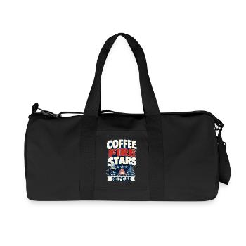 Camping solo Coffee Fire stars Répétant le camp Dicton - Sac de sport en toile recyclée Stanley/Stella - noir - Devant