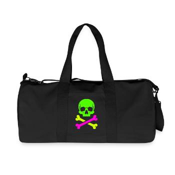 Neon Schädel Gekreuzte Knochen Bunter Pirat Skull - Recycelte Canvas-Sporttasche von Stanley/Stella - Schwarz - Vorne