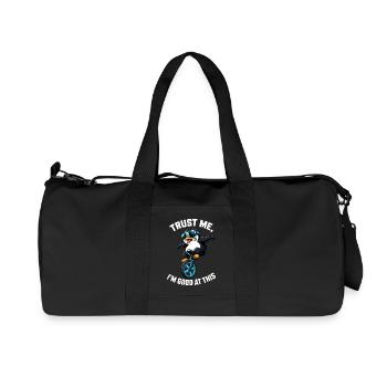 Cooler Pinguin auf Einrad mit Spruch - Recycelte Canvas-Sporttasche von Stanley/Stella - Schwarz - Vorne