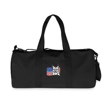 Bouledogue français Drapeau américain Wilsigns - Sac de sport en toile recyclée Stanley/Stella - noir - Devant