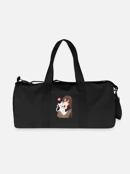girl with cat - Recycelte Canvas-Sporttasche von Stanley/Stella - Schwarz