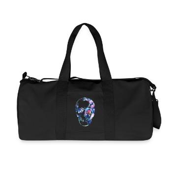 tête de mort fleurs - Sac de sport en toile recyclée Stanley/Stella - noir - Devant