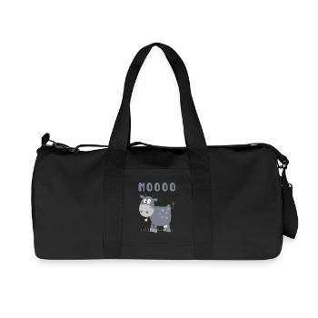 Caricature de vache Mooo - Sac de sport en toile recyclée Stanley/Stella - noir - Devant