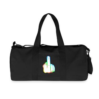 Hand Fuck Fingers! Middle finger! Graphic Colorful Icon - Recycled Canvas Sports Bag by Stanley/Stella - black - Front