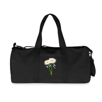 Fleur décorative sur tige verte - Sac de sport en toile recyclée Stanley/Stella - noir - Devant