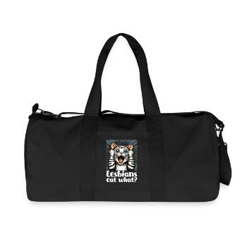 Lesben essen was? Katzen Katze Geschenk - Recycelte Canvas-Sporttasche von Stanley/Stella - Schwarz - Vorne